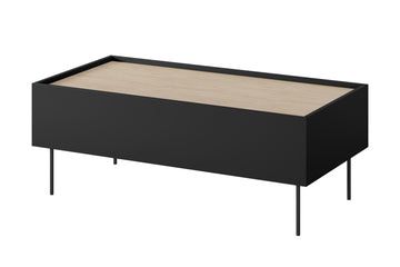 Desin salontafel 120 cm met lades en metalen poten | Kleur: Mat zwart / Nagano eiken