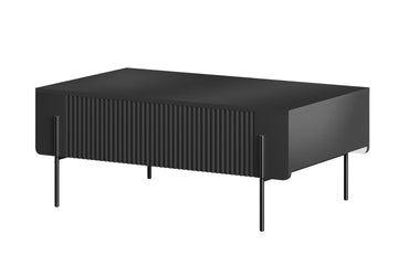 Malmi salontafel 100 cm met lades - Modern mat zwart & zwarte metalen poten | Kleur: Mat zwart
