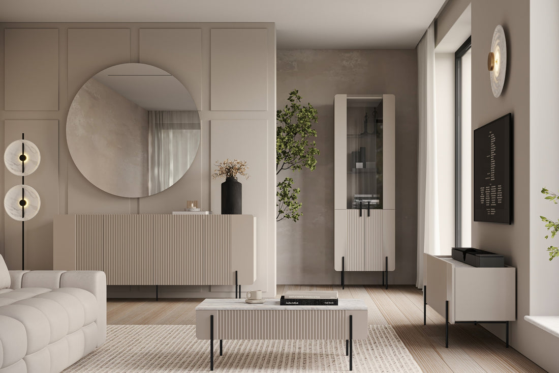 Malmi Salontafel met Lades - Modern Design, Push-to-Open Lades | Kleur: Kasjmier Crema Bianca Zwart