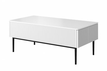 Nicole Salontafel met 2 lades en metalen poten – Mat wit | Afm: 120x48x60 cm