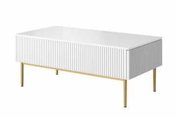 Nicole Salontafel 120 cm met 2 lades en metalen poten | Kleur: Mat wit/goud | Maat: 120x48x60 cm