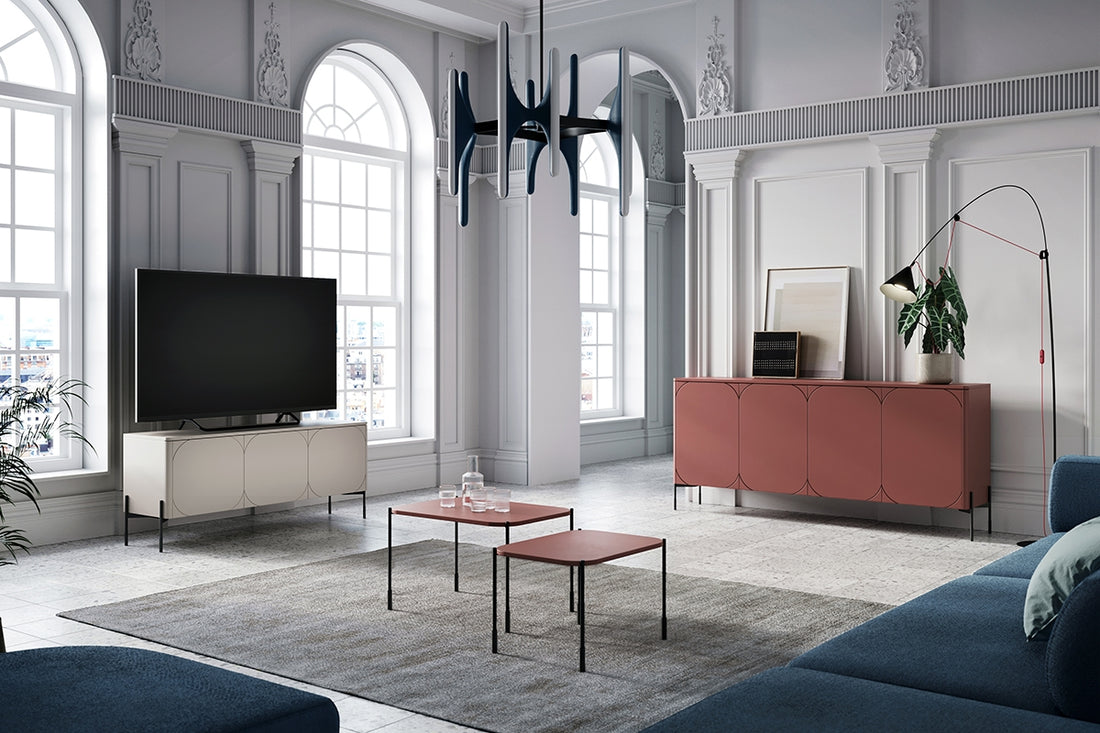 Sonatia rechthoekige salontafel 70x45 cm met metalen poten | Kleur: Bordeauxrood | Maat: 70x45x50 cm