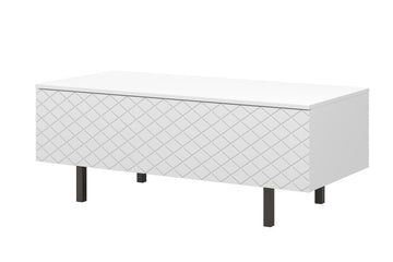 Scalia II 120 Salontafel met Opberger – Modern Mat Wit | Zwarte poten | 120x46x55 cm