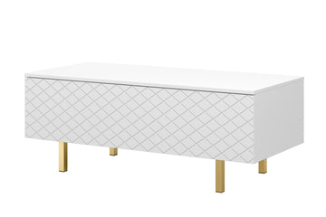Scalia II 120 Salontafel met Opberger - Mat Wit & Gouden Poten | 120x46x55 cm