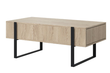 Verica salontafel met 2 lades en metalen poten - Modern design | Biscuit Eiken | 120x40x60 cm