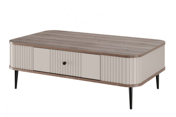 Vesper salontafel met lade - Modern design | Kasjmier/Walnoot/Zwarte poten | 103x60x35 cm