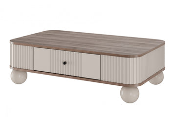 Vesper Salontafel met Lade - Modern Design, MDF & Walnoot Accenten | Kleur: Kasjmier & Walnoot