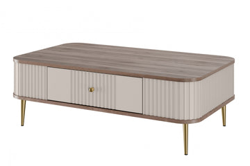 Vesper Salontafel met Lade - 103x60 cm | Kasjmier/Walnoot/Goud