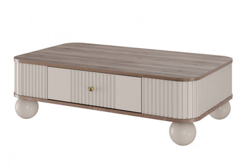 Vesper salontafel met lade - Modern notenhout design | Kleur: Kasjmier & Walnoot | 103x60 cm