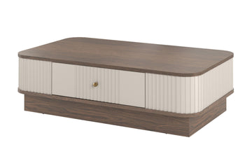 Vesper Salontafel met Lade en Gouden Handvat - Modern en Functioneel | Kleur: Kasjmier/Walnoot