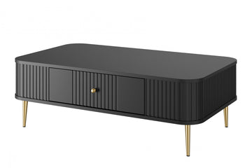Vesper salontafel met lade - Modern zwart meubel met gouden poten | Kleur: Zwart/Goud