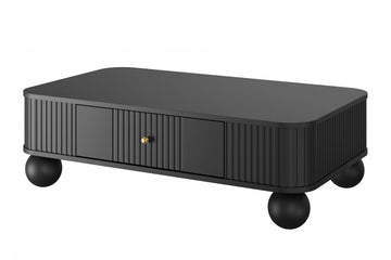 Vesper salontafel met lade 103x60 cm - zwart, walnoot & gouden accenten | Kleur: Zwart/Walnoot