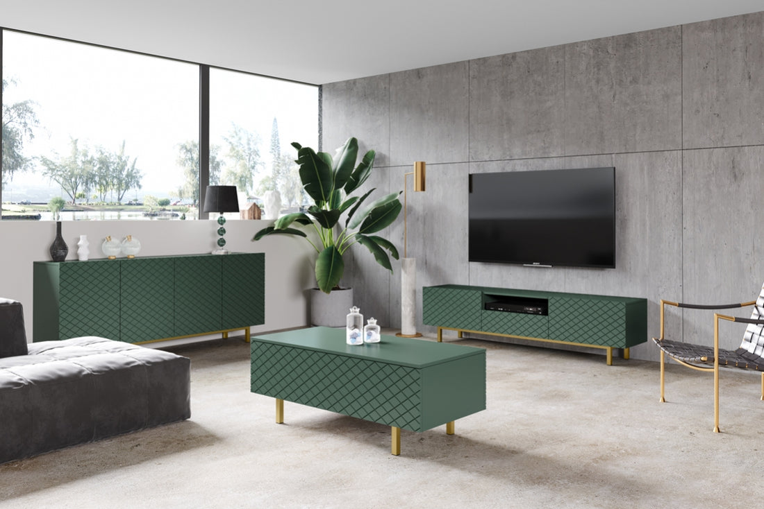 Scalia II 120 2K Salontafel met Opbergruimte - Modern Design | Kleur: Labrador Mat/Goud