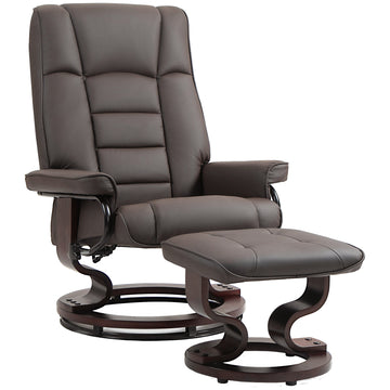 Relaxfauteuil met voetenbank - 360° draaibaar | Kleur: Bruin | Afmetingen: 76x85x104 cm