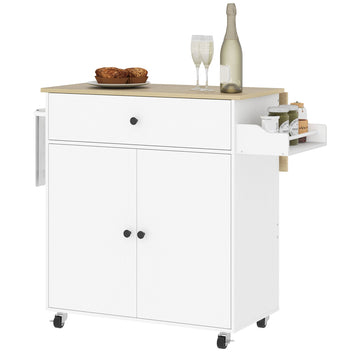 Keukentrolley met opbergruimte | Kleur: Wit, Bruin | Afmetingen: 106x42x87 cm