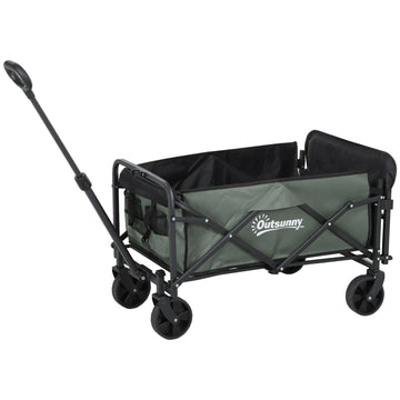 Opvouwbare handkar - Tuinwagen 72L | Kleur: Groen, zwart | Afmetingen: 46x114x65-92 cm
