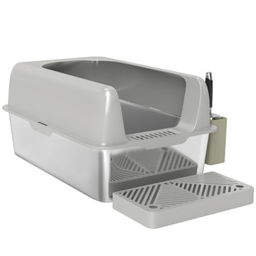 Kattenbak van RVS met hoge rand | Kleur: Grijs | Afmetingen: 40.6x60.2x29 cm