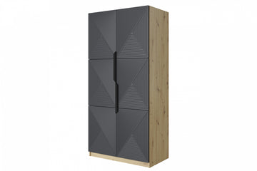 Asha kledingkast 100 cm met gegroefd front en metalen handgrepen | Kleur: Riviersteen mat