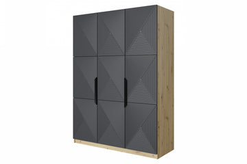 Asha kledingkast 150 cm met 3 deuren - Riviersteen mat | Kleur: Riviersteen mat, artisanaal eiken,