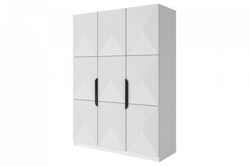 Asha kledingkast 150 cm - Mat wit met zwarte metalen handgrepen | Kleur: Mat wit | Maat: 150x205x57