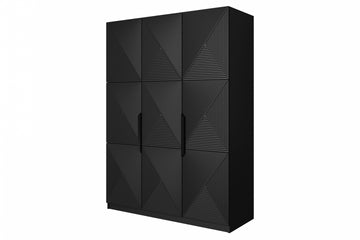 Asha kledingkast 3-deurs met soft-close - Mat zwart | Afmeting: 150x205x57 cm
