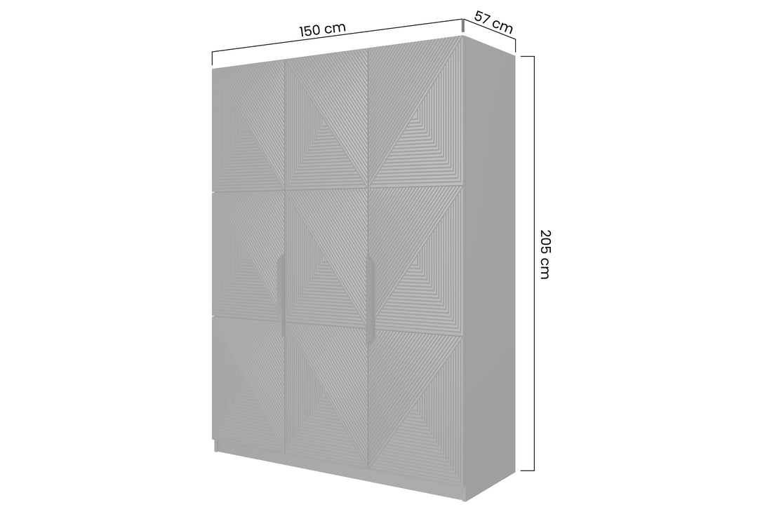 Asha kledingkast 150 cm - met soft-close deuren en zwarte metalen handgrepen | Kleur: Kasjmier