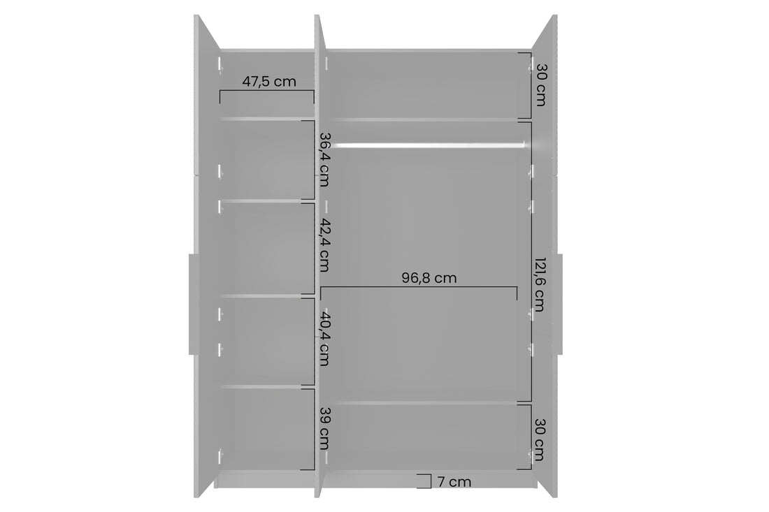Asha Kledingkast 150 cm - 3 Deuren, Zacht Sluitend | Kleur: Mat Zwart & Eiken | Maat: 150x205x57 cm