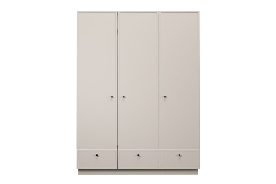 Lorini Kledingkast 150 cm met Planken & Lade - Kasjmier | Zwarte Handgrepen | 150x200x60 cm