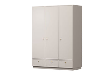 Lorini kledingkast 150 cm met lades, planken & kledingroede | Kasjmier | Gouden handgrepen