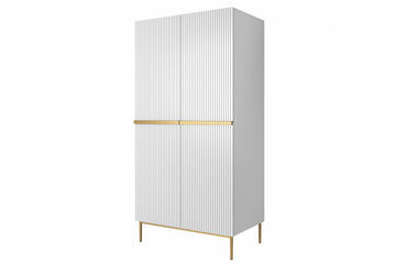 Nicole kledingkast 100 cm met planken & softclose deuren | Kleur: Mat wit & goud | Maat: 100x220x62