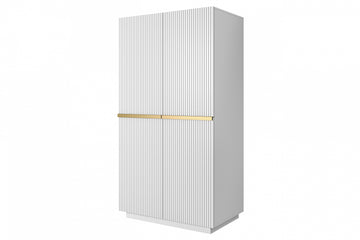 Nicole kledingkast 100 cm mat wit met gouden handgrepen | Kleur: Mat wit met goud