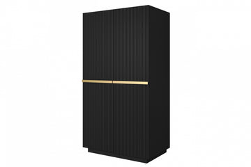 Nicole kledingkast 100 cm - Luxe mat zwart met gouden handgrepen | Kleur: Mat zwart met goud