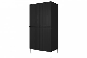 Nicole kledingkast 100 cm met lades - mat zwart | Metalen poten | 100x220x62 cm