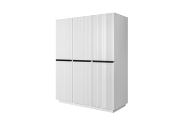 Nicole kledingkast 150 cm met planken en kledingroede - Modern design | Kleur: Wit mat/zwart