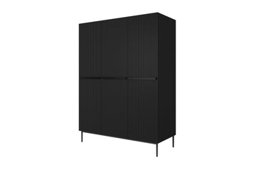 Nicole kledingkast 150 cm met planken en metalen poten | Kleur: Matzwart | Maat: 150x220x62 cm