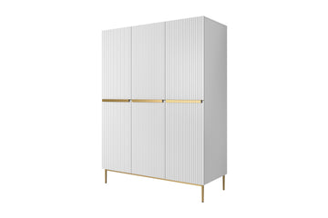 Nicole kledingkast 150 cm met planken, lades en kledingroede | Mat wit | Gouden poten