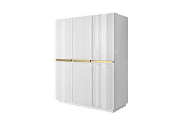 Nicole kledingkast 150 cm – Mat wit met gouden handgrepen | Kleur: Mat wit | Maat: 150x207x62 cm