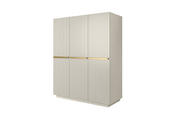 Nicole Kledingkast 150 cm met 3 deuren, 5 planken & 2 lades | Kasjmier | Gouden Handgrepen