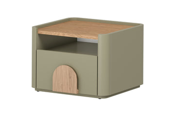 Amilio Nachtkastje met Lade - Eucalyptus & Baltische Duineik | Kleur: Eucalyptusgroen & Duineik