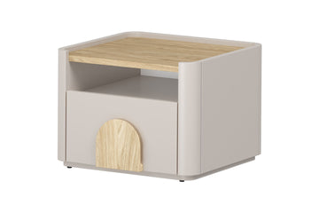 Amilio nachtkastje met lade - Modern kasjmier & geolied eiken | Kleur: Kasjmier & eiken
