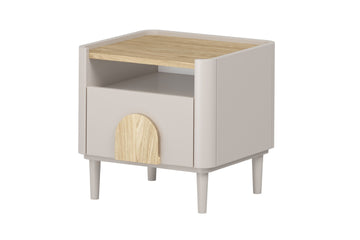 Amilio Nachtkastje met Lade – Kasjmier & Geolied Eiken | Kleur: Kasjmier | Maat: 48x48x48 cm