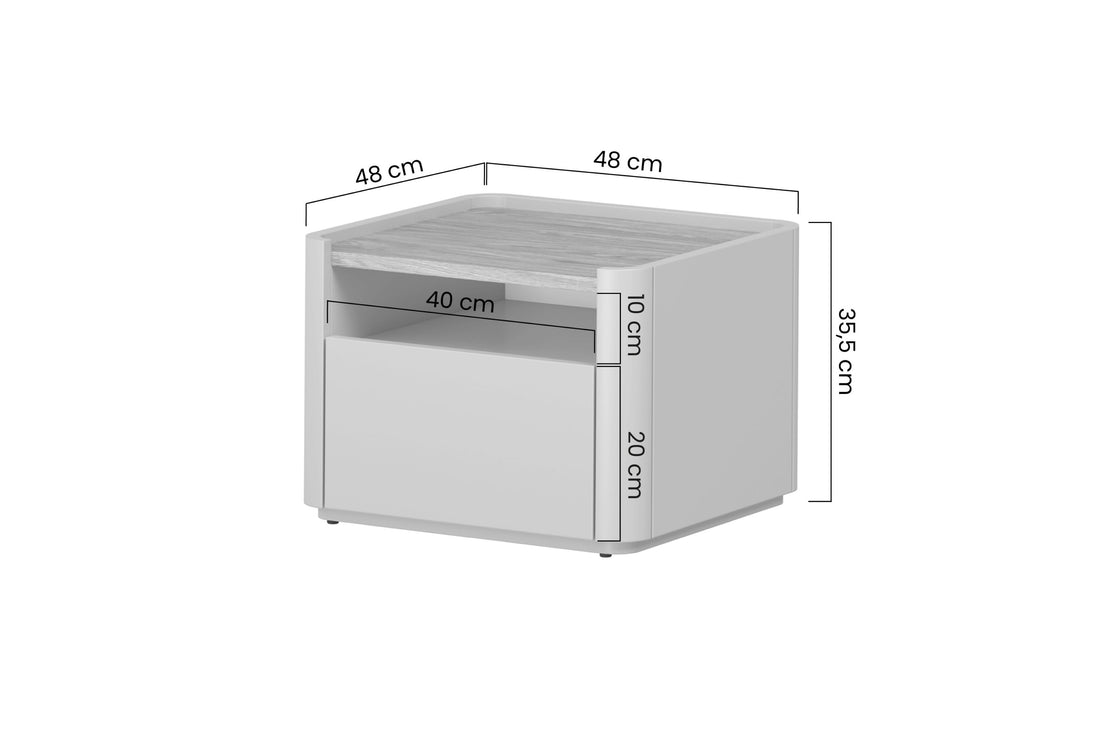 Elivo nachtkastje met lade – Scandinavisch design | Kleur: Eucalyptus & Baltische Duineik