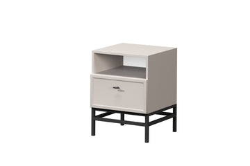 Lorini Nachtkastje met Lade 45 cm - Modern Melamine & MDF | Kleur: Kasjmier/Zwart