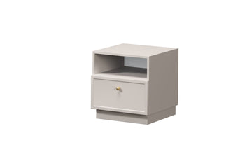 Lorini Nachtkastje met Lade – Kasjmier & Gouden Handvat | Kleur: Kasjmier/Goud | Maat: 45x47x45 cm