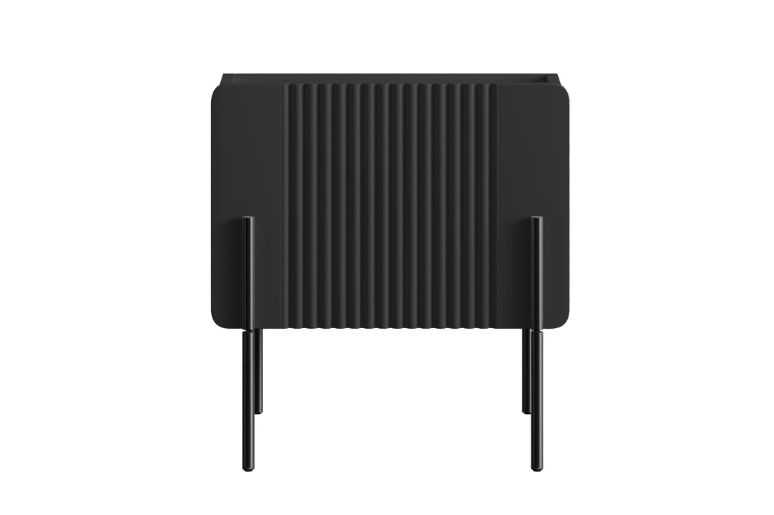 Malmi Nachtkastje met Lade - Matzwart, Metalen Poten | Kleur: Matzwart | Maat: 45x47x42 cm