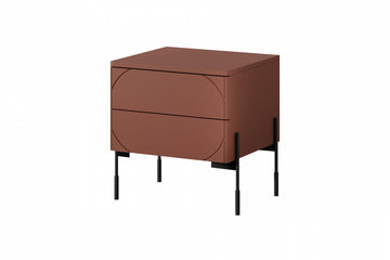 Sonatia Nachtkastje met 2 Lades - Modern & Elegant | Kleur: Bordeauxrood | Maat: 49x55x45 cm