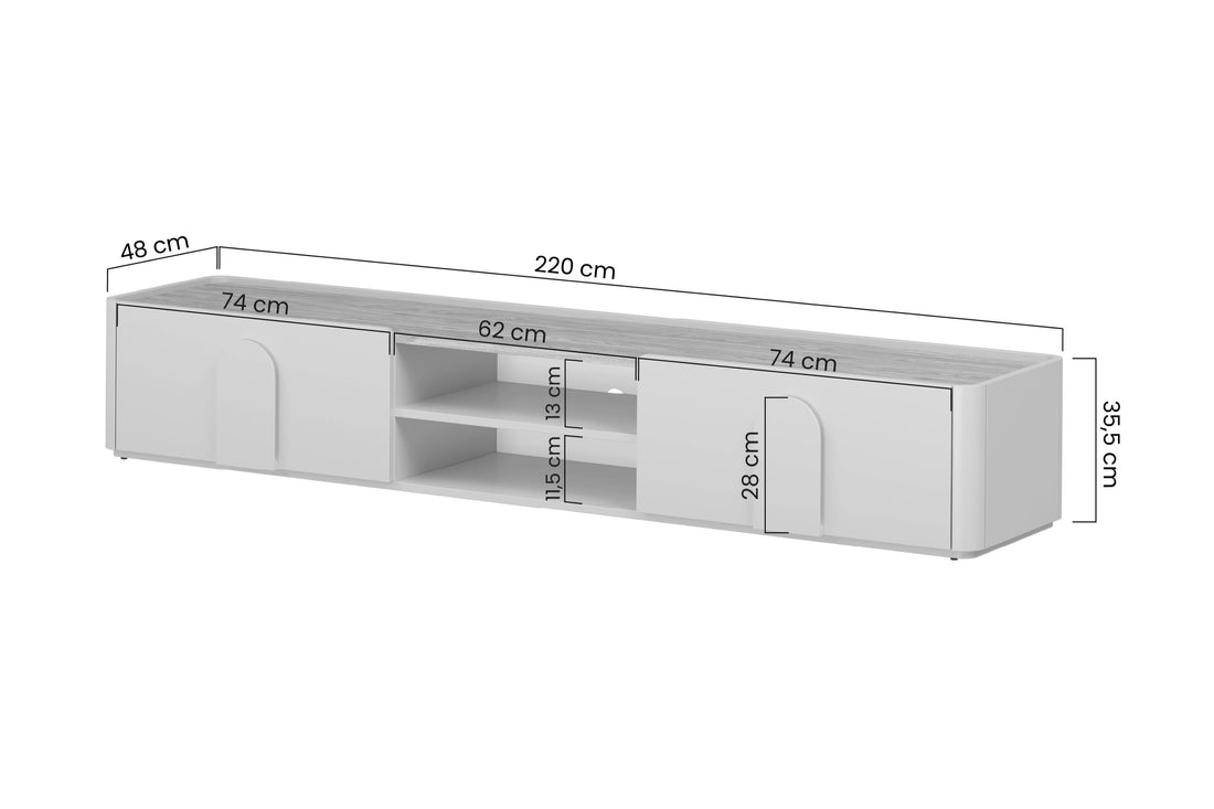 Amilio TV-meubel 220 cm met lade - Eucalyptus & Baltische Duineik | Kleur: Eucalyptus/Baltische