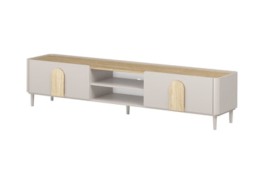 Amilio TV-meubel 220 cm – Kasjmier & Geolied Eiken | Licht Eiken Handgrepen | 220x48x48 cm
