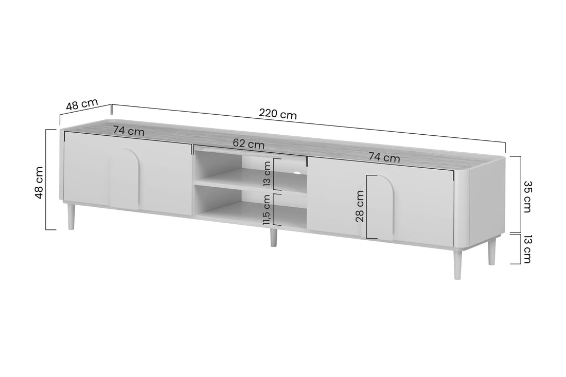 Amilio TV-meubel 220 cm met lade en geruisloze sluiting | Kleur: Kasjmier & Geolied eiken