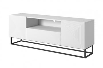 Asha TV-meubel 167 cm met lade en metalen frame | Kleur: Mat wit met zwart | Maat: 167x60x40 cm